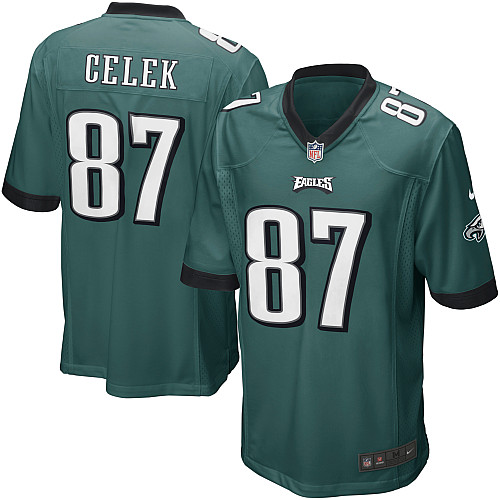 Men's Game Brent Celek Nike Jersey Midnight Green Home - #87 NFL Philadelphia Eagles